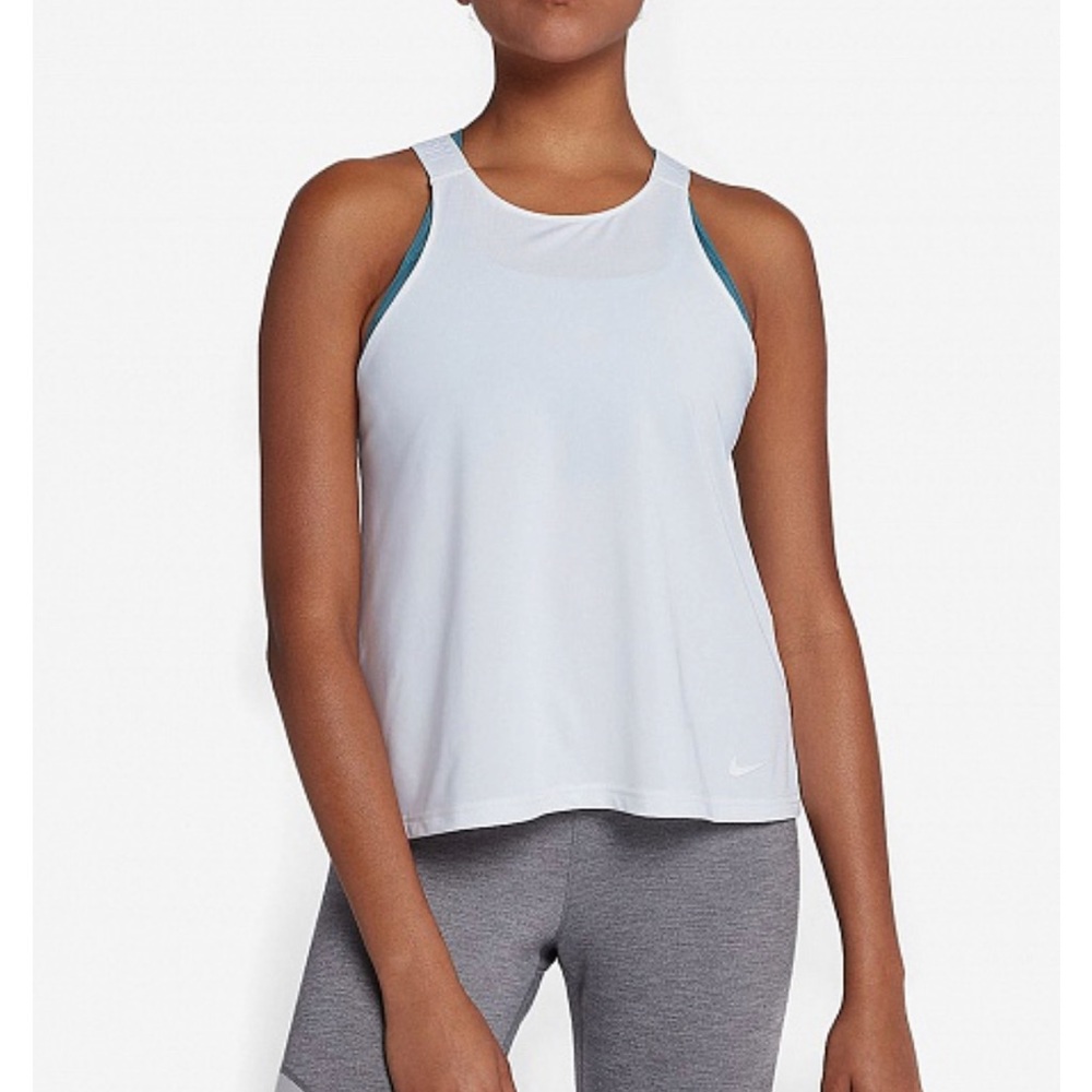 Nike Elevated Elastika Dri-Fit Just Do It Loose Fit Strap Tank Top White Size XL